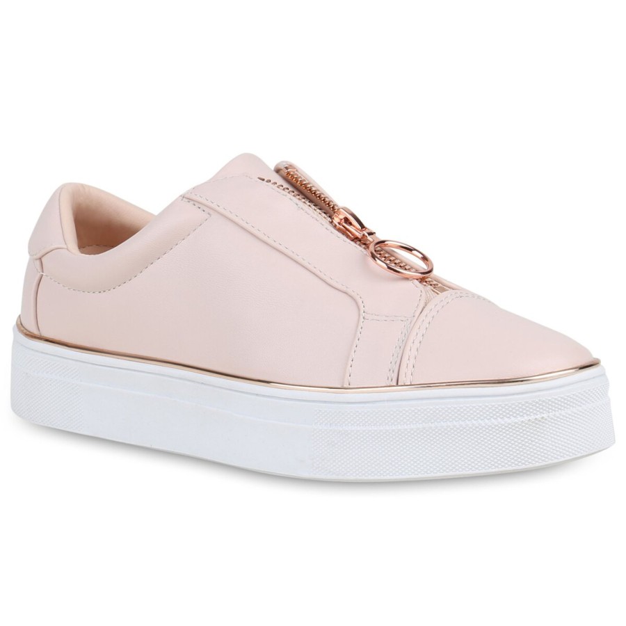 Damenschuhe Stiefelparadies | Damen Plateau Sneaker In Rosa