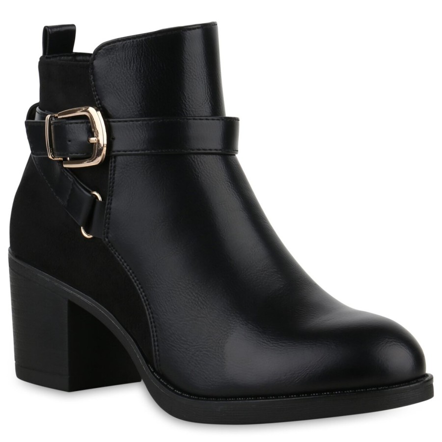 Damenschuhe Stiefelparadies | Damen Ankle Boots In Schwarz