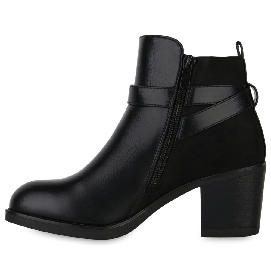 Damenschuhe Stiefelparadies | Damen Ankle Boots In Schwarz