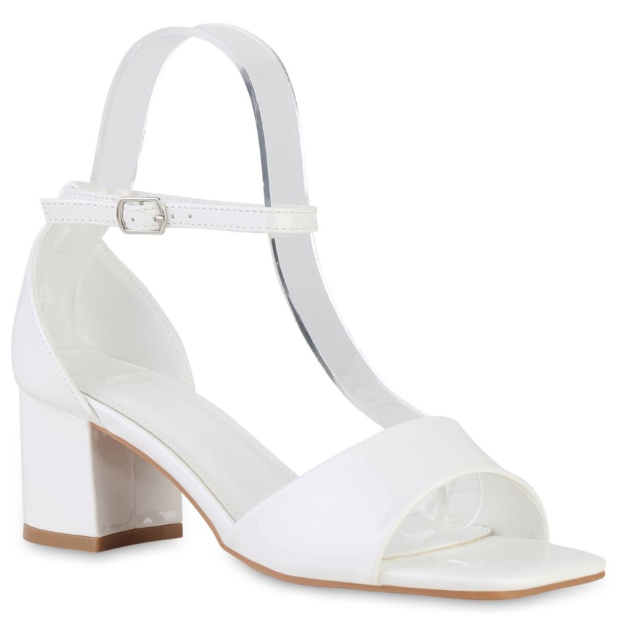 Damenschuhe Stiefelparadies | Damen Klassische Sandaletten In Weiss Lack