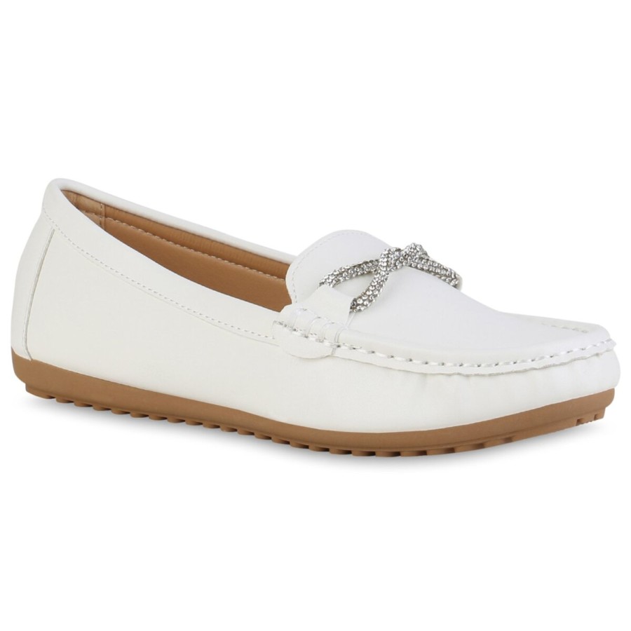 Damenschuhe Stiefelparadies | Damen Loafers In Weiss