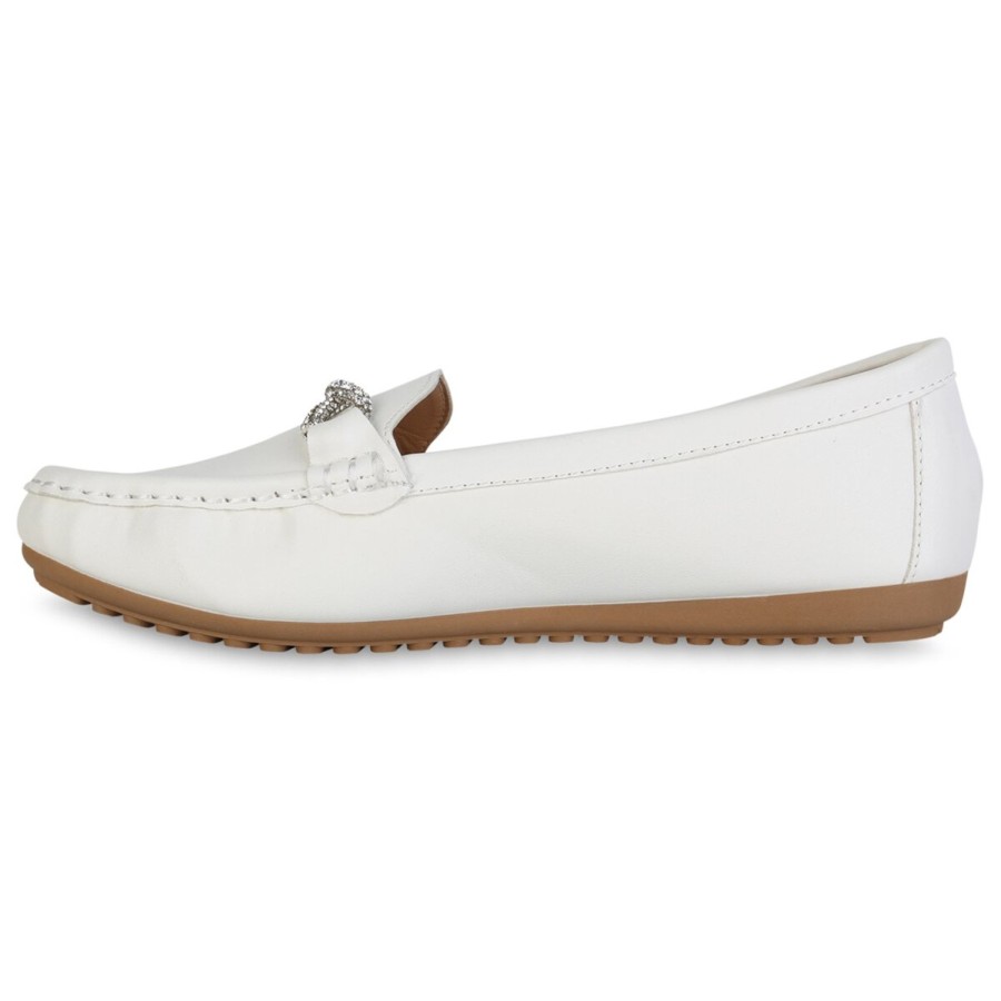 Damenschuhe Stiefelparadies | Damen Loafers In Weiss