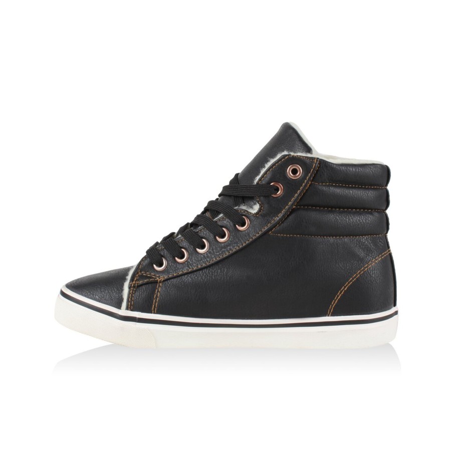 Damenschuhe Stiefelparadies | Damen Sneaker High In Schwarz