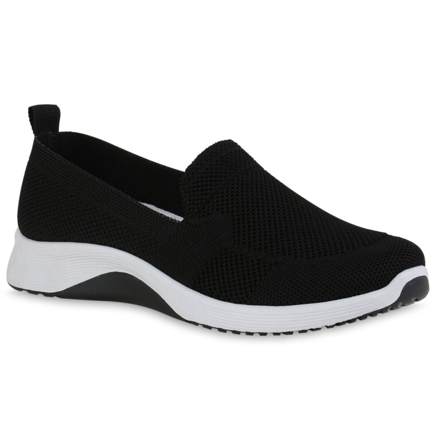 Damenschuhe Stiefelparadies | Damen Slip Ons In Schwarz