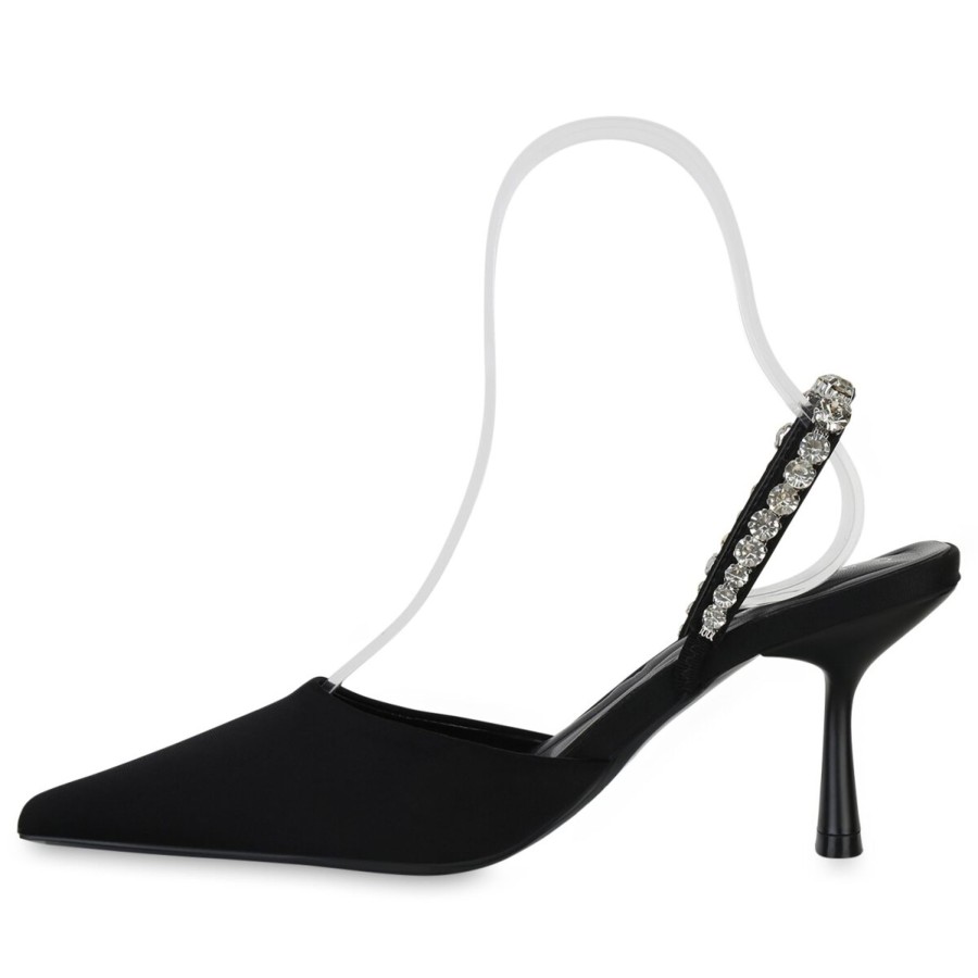 Damenschuhe Stiefelparadies | Damen Slingpumps In Schwarz