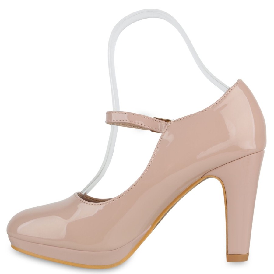 Damenschuhe Stiefelparadies | Damen Mary Janes In Beige Lack