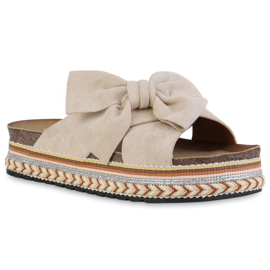 Damenschuhe Stiefelparadies | Damen Pantoletten In Beige