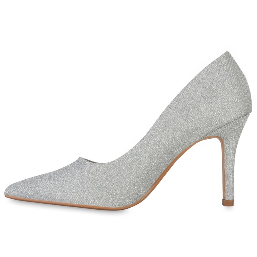 Damenschuhe Stiefelparadies | Damen Spitze Pumps In Silber