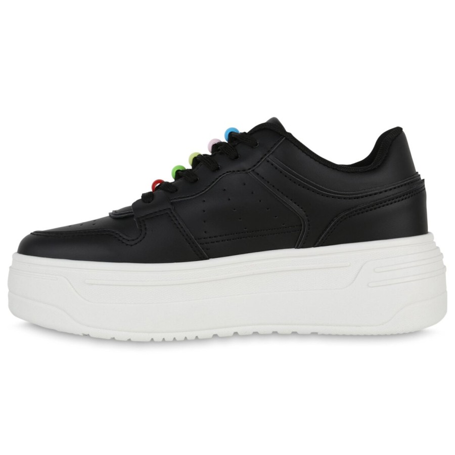 Damenschuhe Stiefelparadies | Damen Plateau Sneaker In Schwarz