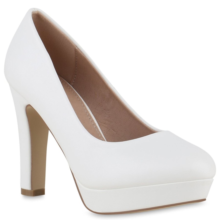 Damenschuhe Stiefelparadies | Damen Klassische Pumps In Weiss