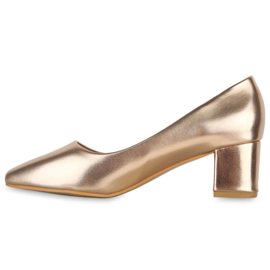 Damenschuhe Stiefelparadies | Damen Klassische Pumps In Rose Gold