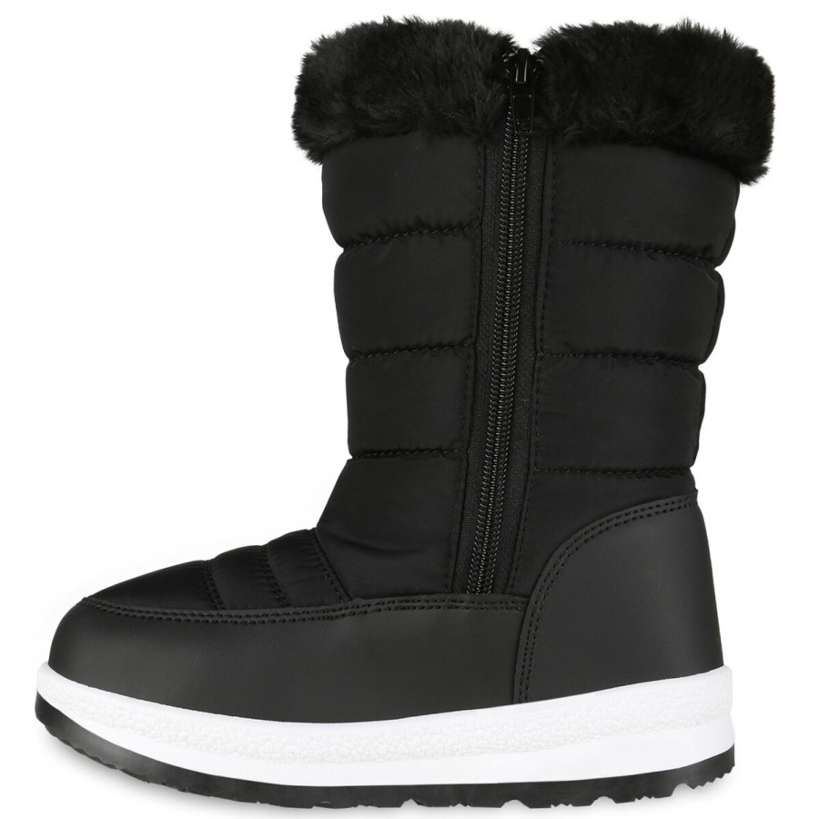 Kinderschuhe Stiefelparadies | Kinder Winter Boots In Schwarz Muster