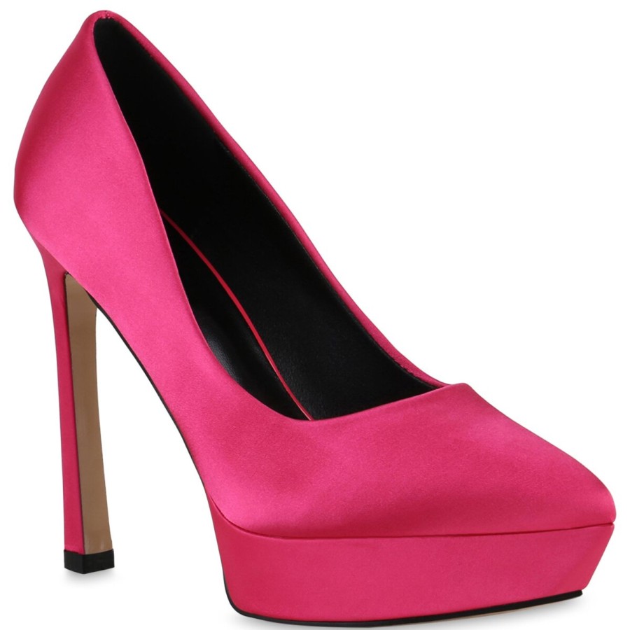 Damenschuhe Stiefelparadies | Damen Spitze Pumps In Fuchsia