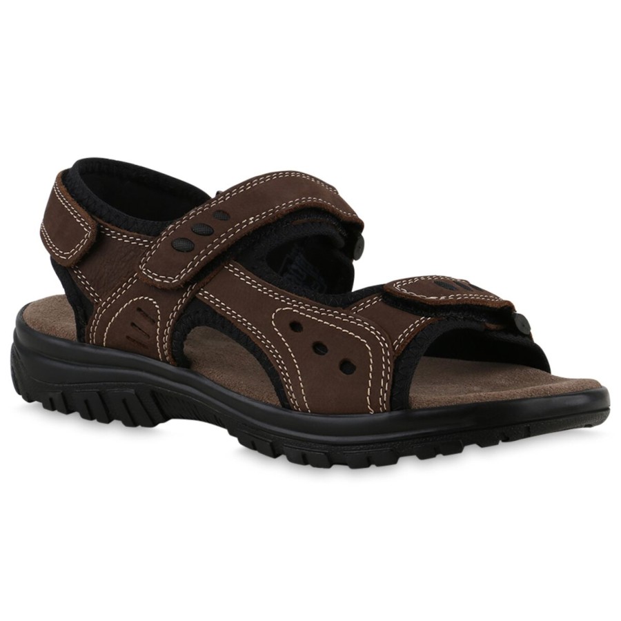 Herrenschuhe Stiefelparadies | Herren Komfort Sandalen In Dunkelbraun