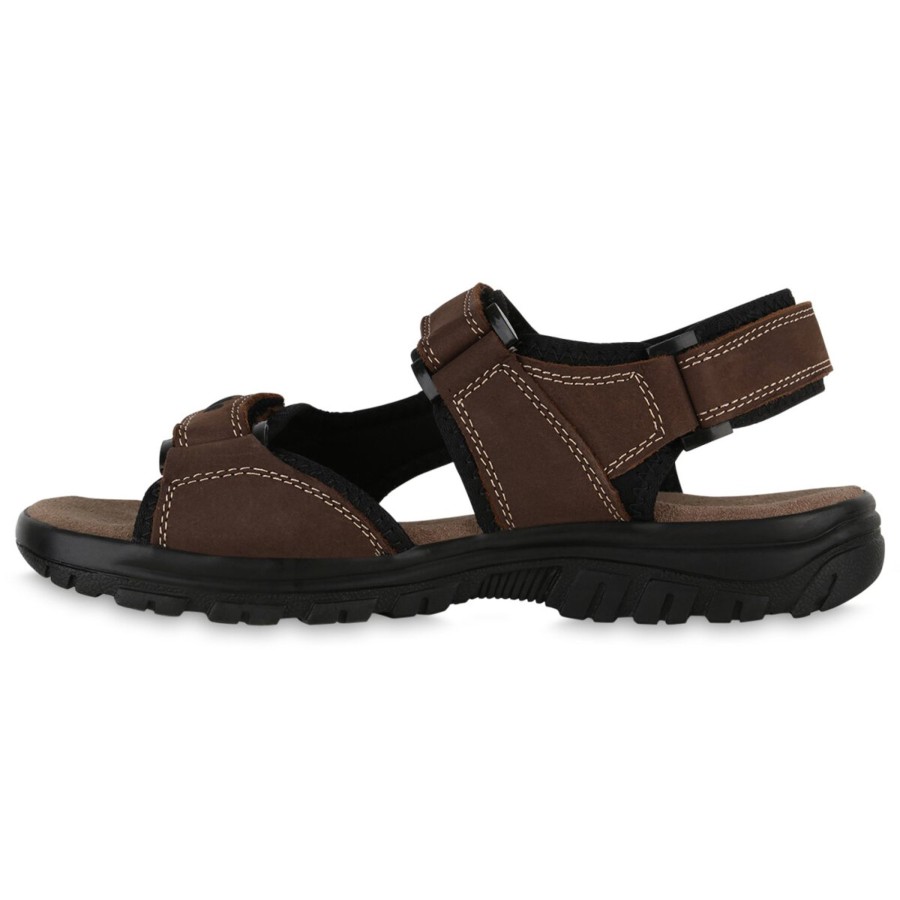 Herrenschuhe Stiefelparadies | Herren Komfort Sandalen In Dunkelbraun