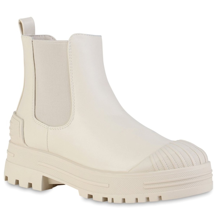 Damenschuhe Stiefelparadies | Damen Chelsea Boots In Creme