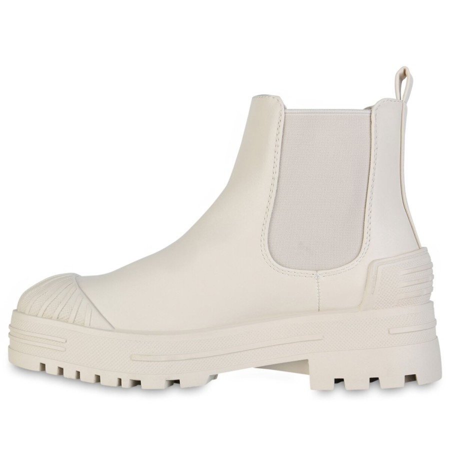 Damenschuhe Stiefelparadies | Damen Chelsea Boots In Creme