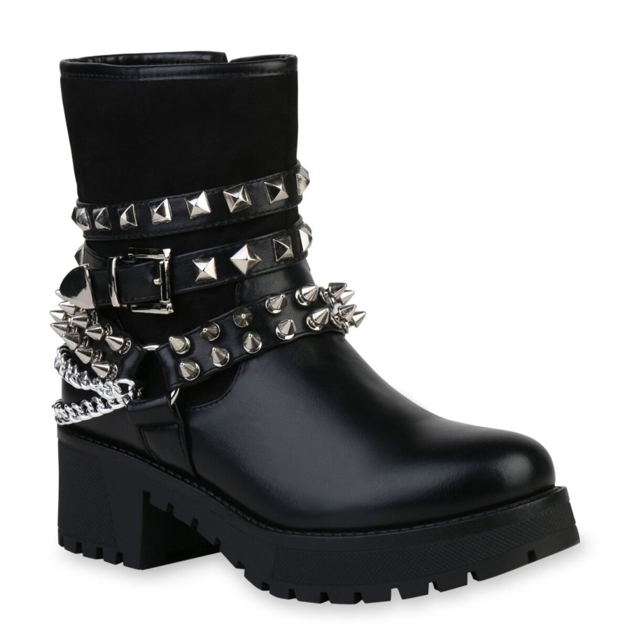 Damenschuhe Stiefelparadies | Damen Plateau Boots In Schwarz