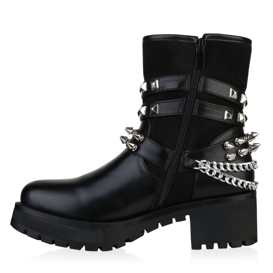 Damenschuhe Stiefelparadies | Damen Plateau Boots In Schwarz