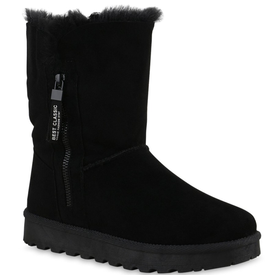 Damenschuhe Stiefelparadies | Damen Winter Boots In Schwarz