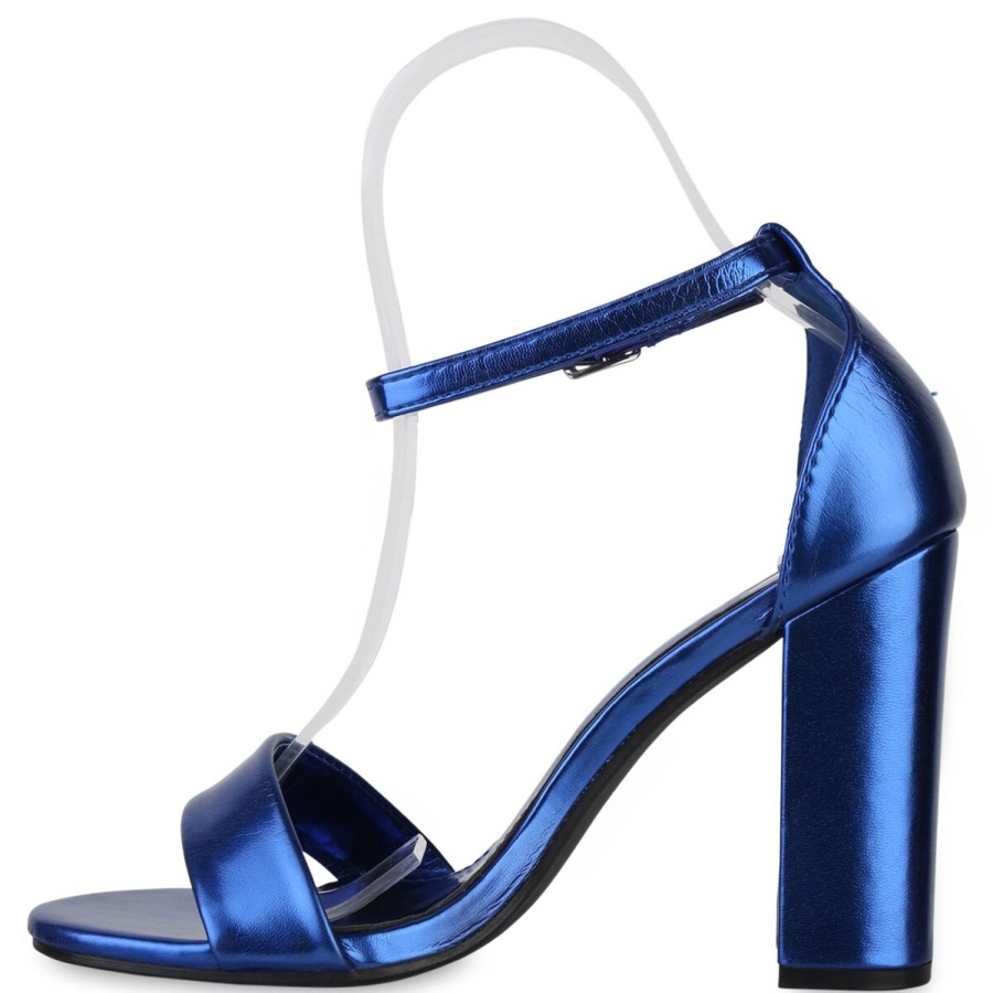 Damenschuhe Stiefelparadies | Damen High Heels In Blau Metallic