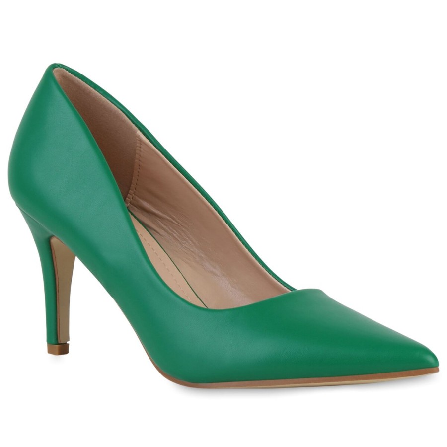 Damenschuhe Stiefelparadies | Damen Spitze Pumps In Grun