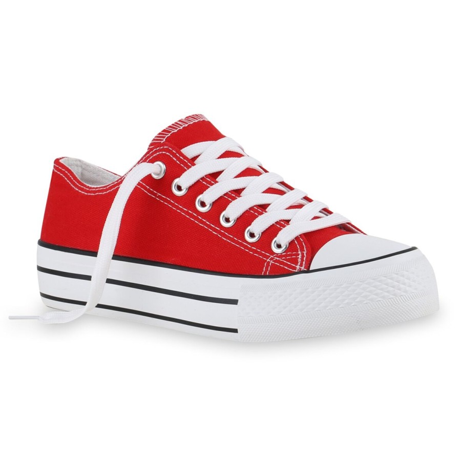 Damenschuhe Stiefelparadies | Damen Sneaker Low In Rot