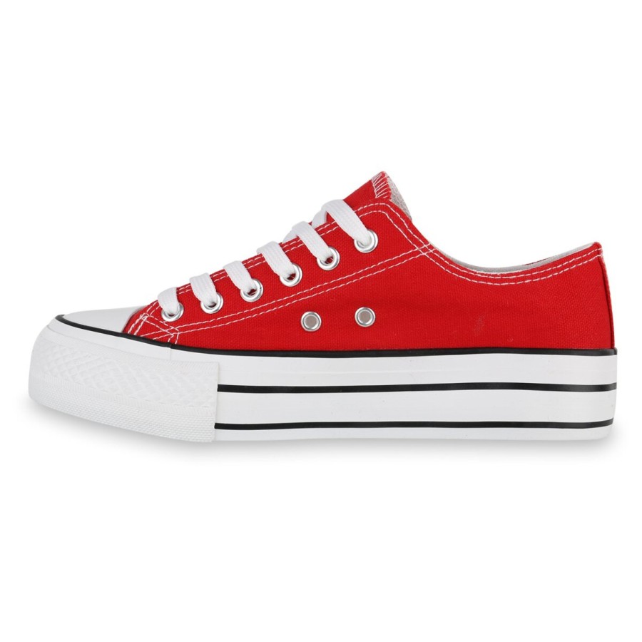 Damenschuhe Stiefelparadies | Damen Sneaker Low In Rot